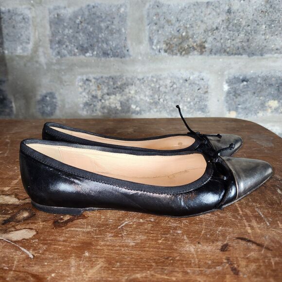 FABIO RUSCONI 36 5.5 black metallic pointed toe ballet flats - Picture 4 of 7